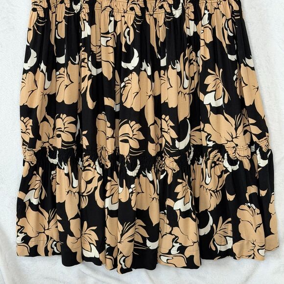 Soft Surroundings Halona Maxi Skirt Large Black/Beige Floral Tiered Boho Chic - Picture 5 of 16
